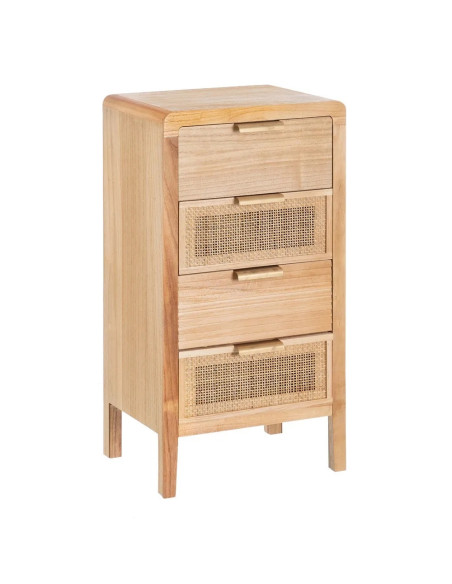 Chiffonnier 4 tiroirs en paulownia et rotin Honey