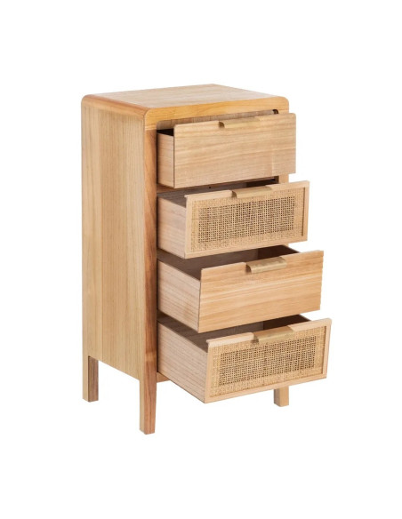 Chiffonnier 4 tiroirs en paulownia et rotin Honey