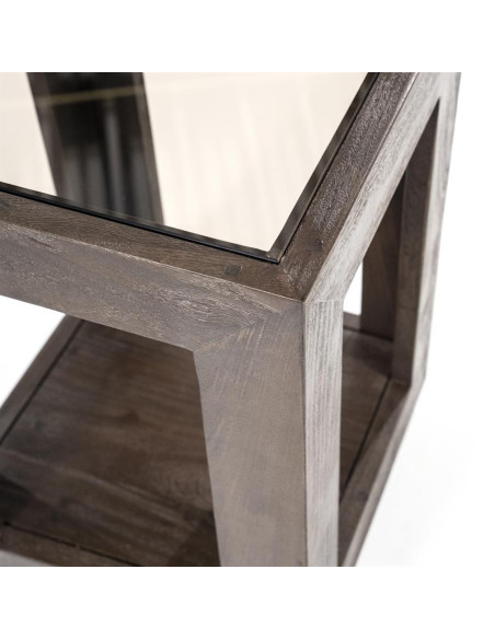 Bout de canapé en manguier et verre Liam