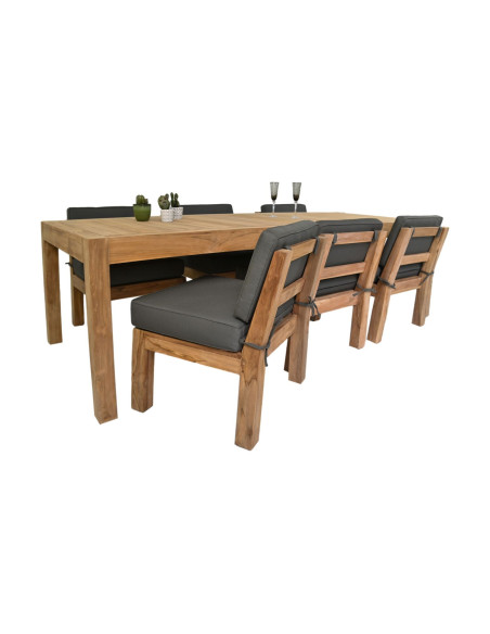 Salon de jardin Aruba en teck avec table et banquettes