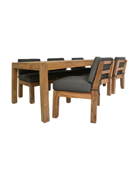 Salon de jardin Aruba en teck avec table et banquettes