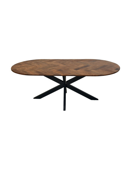 Table ovale plateau style parquet chevron Verona