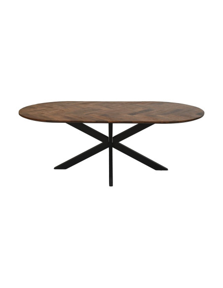 Table ovale plateau style parquet chevron Verona