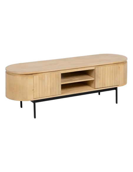 Meuble TV arrondi en bois massif clair