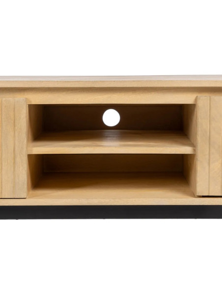 Meuble TV arrondi en bois massif clair