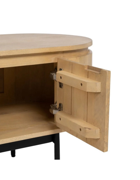 Meuble TV arrondi en bois massif clair