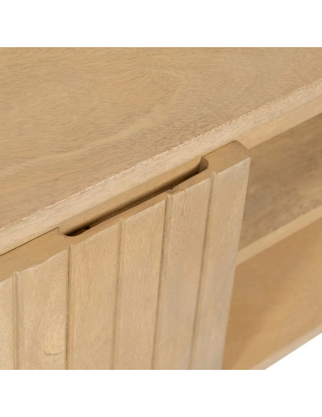 Meuble TV arrondi en bois massif clair