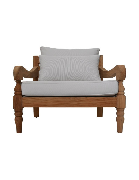Fauteuil d'extérieur en teck avec coussins Bahamas