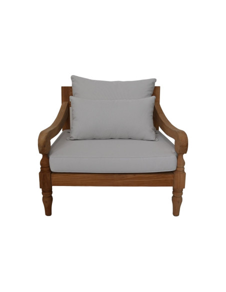 Fauteuil d'extérieur en teck avec coussins Bahamas