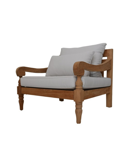 Fauteuil d'extérieur en teck avec coussins Bahamas