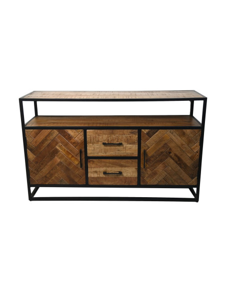 Buffet bois et métal avec portes chevrons Verona