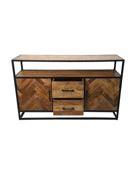 Buffet bois et métal avec portes chevrons Verona