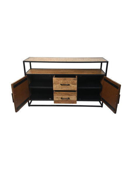 Buffet bois et métal avec portes chevrons Verona