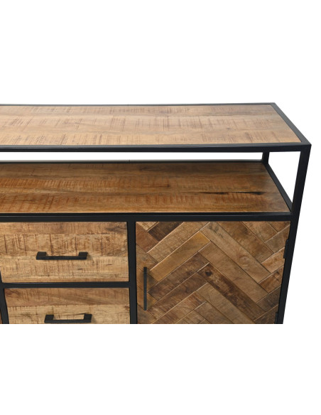 Buffet bois et métal avec portes chevrons Verona