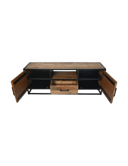 Meuble TV bois et métal aux portes chevrons Verona