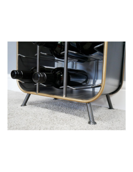 Rack à bouteilles et verres en métal avec poignée