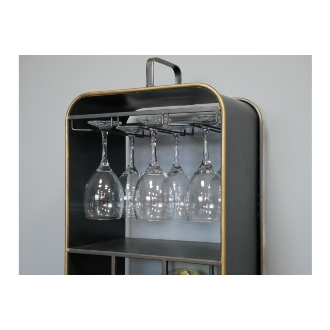 Porte bouteilles et verres vintage en métal - Décoration