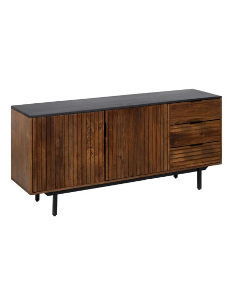 Bahut moderne en bois teinté 2 portes et 3 tiroirs