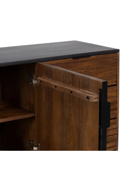 Bahut moderne en bois teinté 2 portes et 3 tiroirs