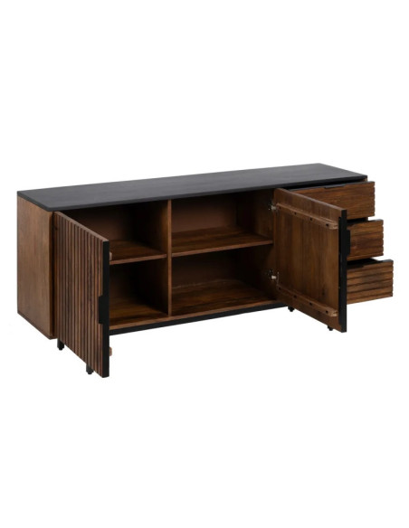 Bahut moderne en bois teinté 2 portes et 3 tiroirs