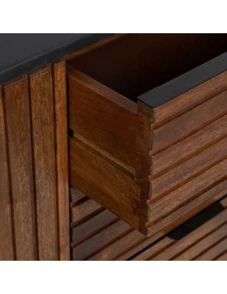 Bahut moderne en bois teinté 2 portes et 3 tiroirs