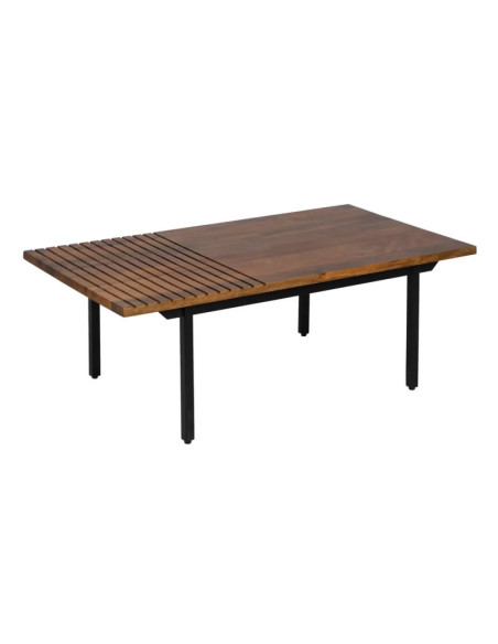 Table basse avec plateau en bois rainuré