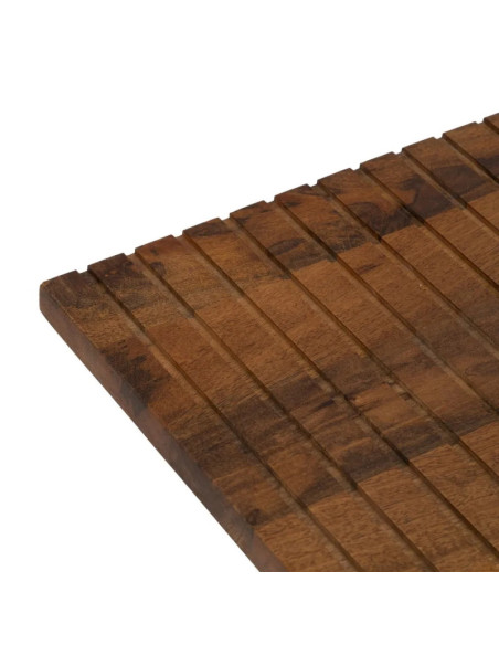 Table basse avec plateau en bois rainuré