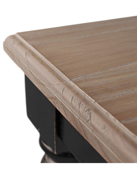 Table avec plateau en bois clair et pieds tournés noirs Siena