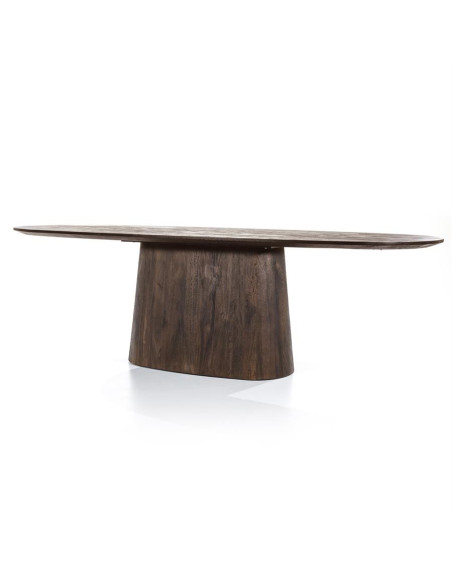 Grande table ovale en bois teinté Aron