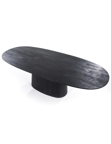 Grande table ovale en bois teinté Aron