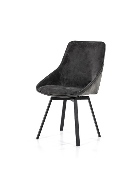 Chaise rotative vintage chic en velours et métal
