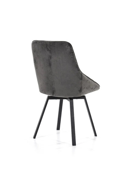 Chaise rotative vintage chic en velours et métal