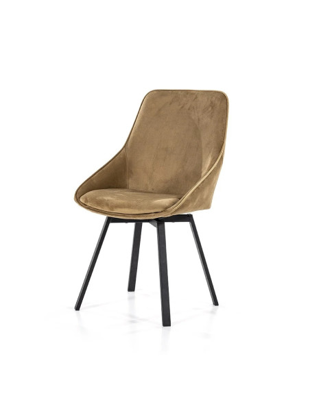 Chaise rotative vintage chic en velours et métal