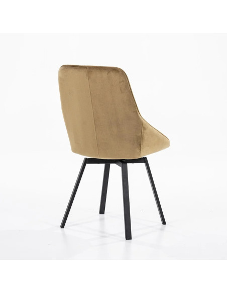 Chaise rotative vintage chic en velours et métal
