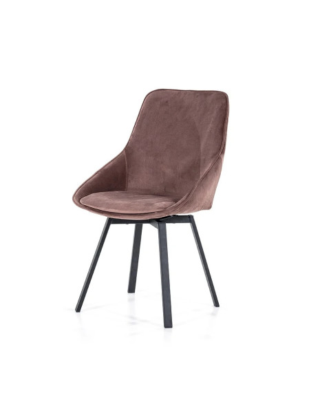 Chaise rotative vintage chic en velours et métal