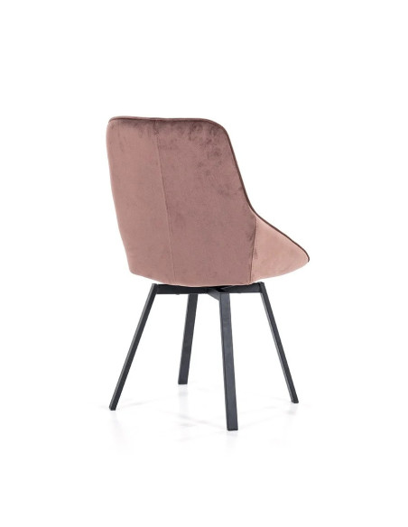 Chaise rotative vintage chic en velours et métal