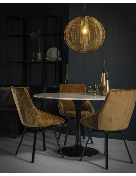 Chaise rotative vintage chic en velours et métal