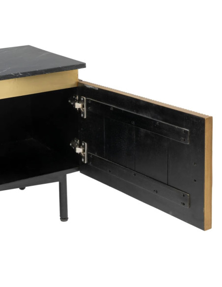 Meuble TV design avec plateau marbre noir