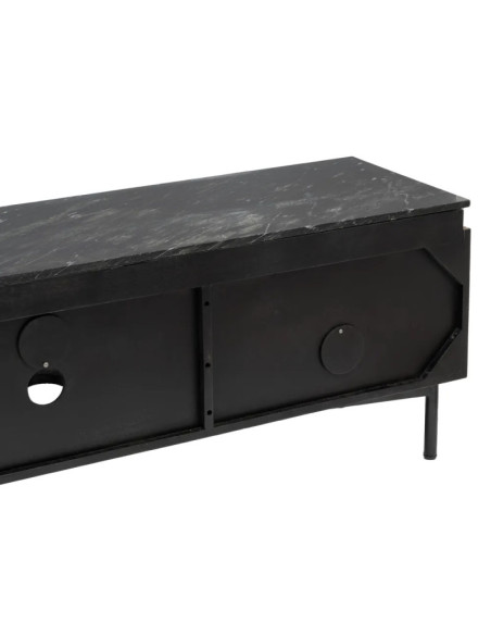 Meuble TV design avec plateau marbre noir