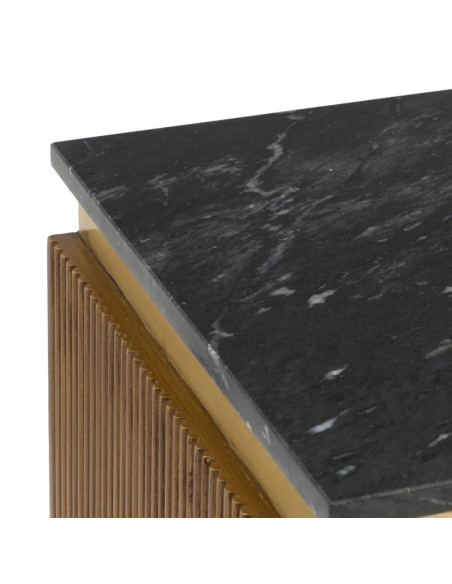 Meuble TV design avec plateau marbre noir