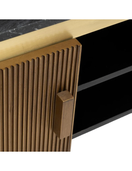 Meuble TV design avec plateau marbre noir