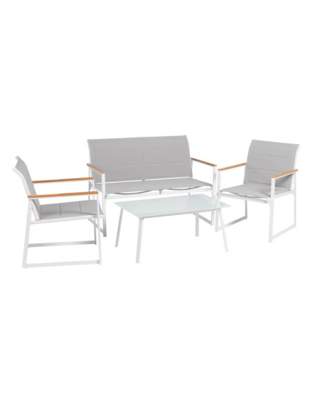 Ensemble de jardin en aluminium et tissu gris clair