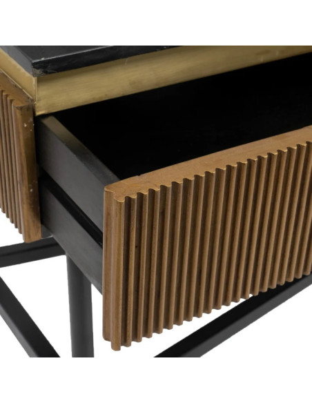Grande console design avec 3 tiroirs et plateau marbre