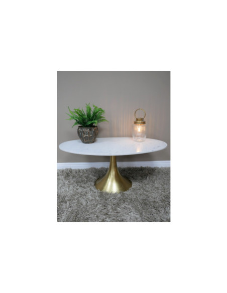 Table basse ovale plateau en marbre et pied en aluminium