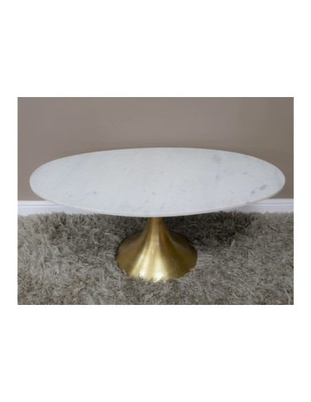 Table basse ovale plateau en marbre et pied en aluminium