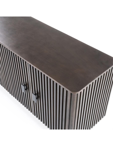 Bahut 4 portes en manguier et métal Rémi