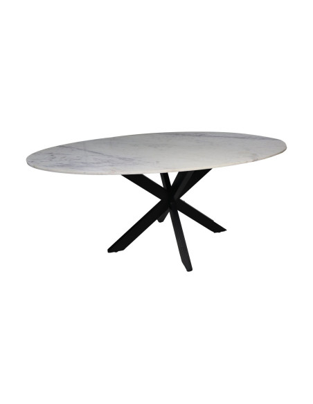 Table de repas ovale avec plateau marbre blanc