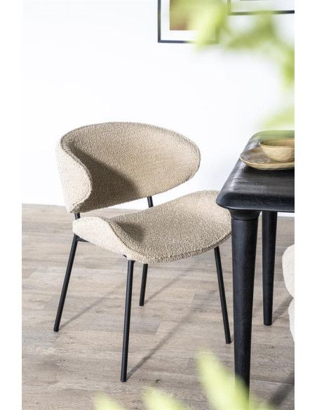 Chaise confortable en tissu avec pieds métal Tess