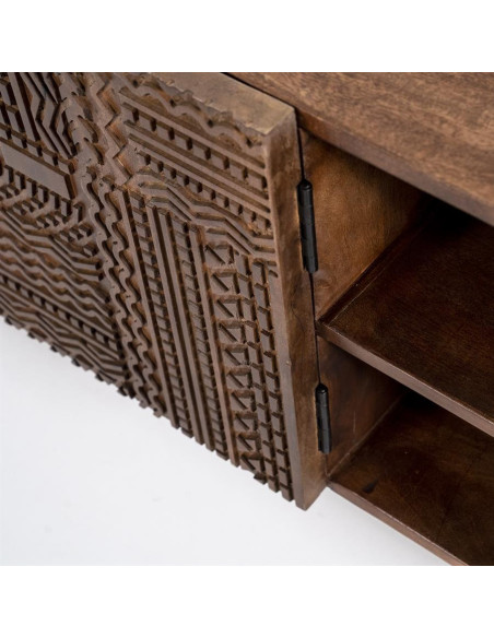 Meuble TV avec portes sculptées Isa