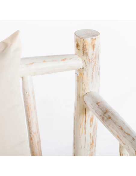 Canapé de jardin en teck blanchi avec coussins